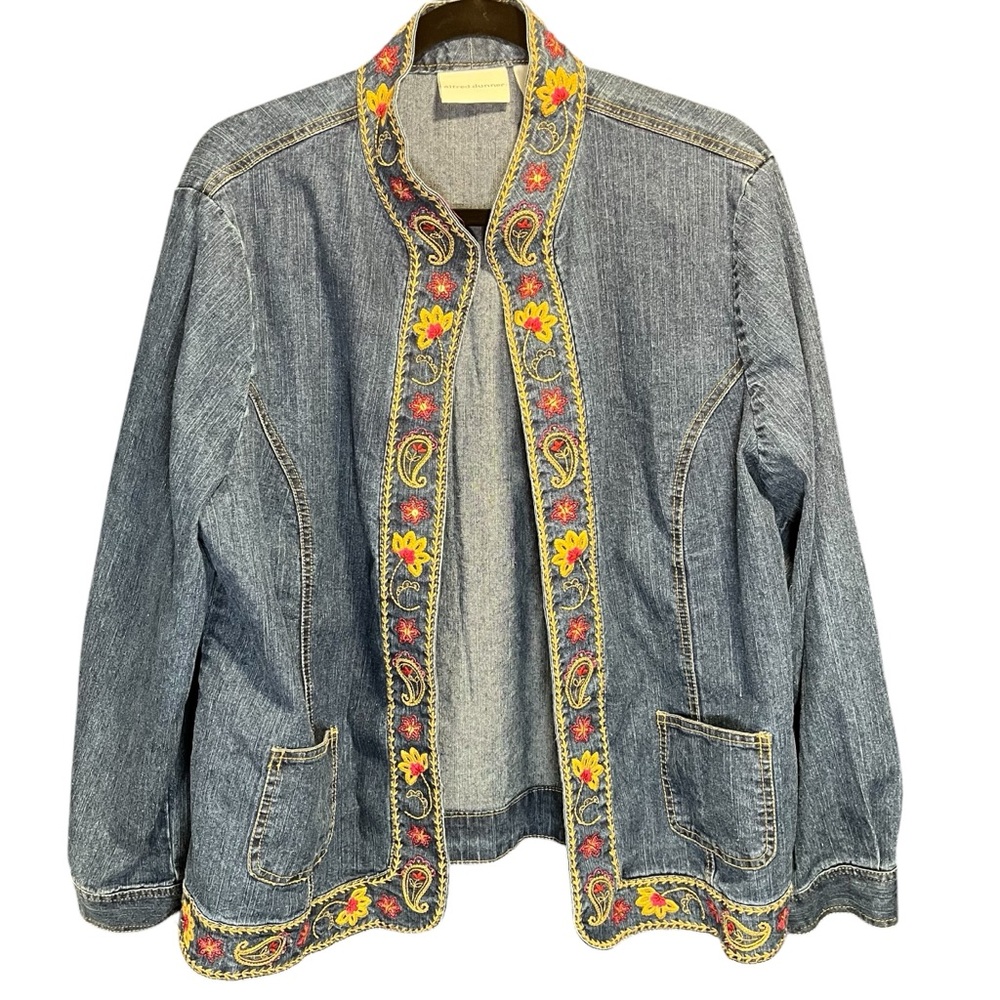 Alfred Dunner Embroiled Jean coat size 16 embroidery coat bohemian spring